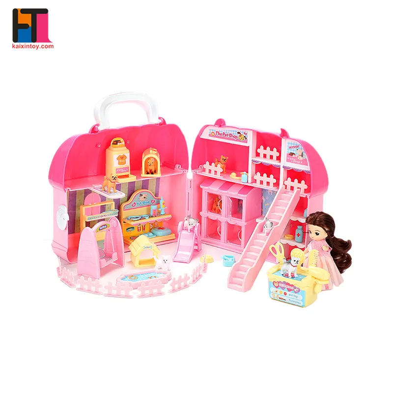 Maison de jeu en plastique intérieur petite animalerie jouets filles maison de poupée pour les enfants