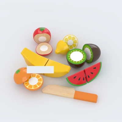 Jeu de fruits en bois Ensemble de jouets en bois Ensemble de fruits à découper en bois