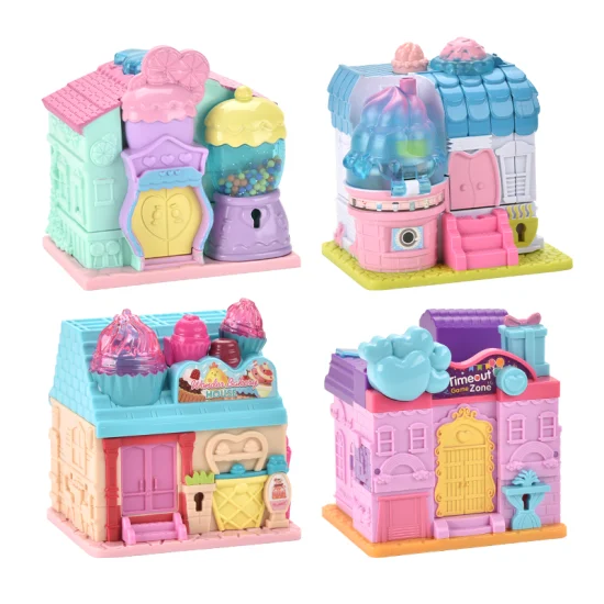 Surprise Toy Mini House Playset Series avec 4 mini jouets exclusifs Mystery Dessert House, Cafe Bakery et Game House Display Intérieur réaliste Cadeau de poupée pour les enfants