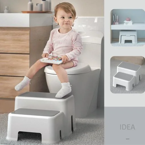 Tabouret double en plastique à 2 marches pour enfants tout-petits bébé salle de bain toilette petit tabouret de formation