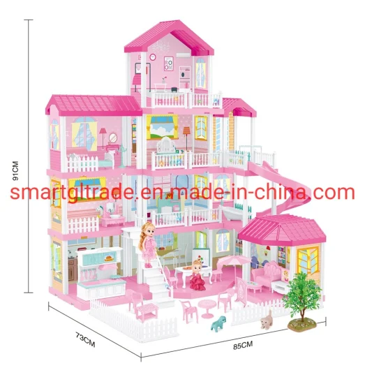 Prity Doll House DIY Toy avec lumières et décorations pour la maison